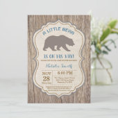 Rustic Bear Baby shower Invitation Garçon (Debout devant)