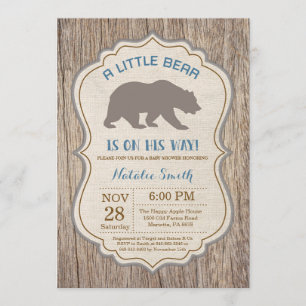 Rustic Bear Baby shower Invitation Garçon