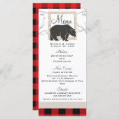 Rustic Bear & Red Plaid Woods Menu Mariage (Devant / Derrière)