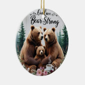 Rustic Bear Strong Family Ceramic Circle Ornament (Rechts)