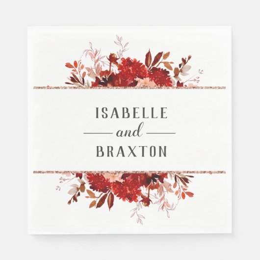 Rustic Beauty Floral Framed Fall Wedding Monogram Servet (Voorkant)