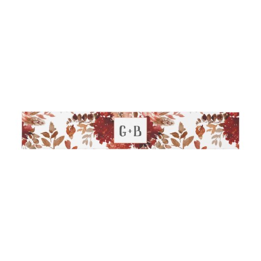 Rustic Beauty Floral Framed Fall Wedding Monogram Uitnodigingen Wikkel (Vlak)