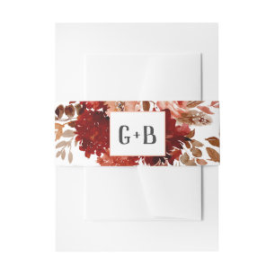 Rustic Beauty Floral Framed Fall Wedding Monogram Uitnodigingen Wikkel