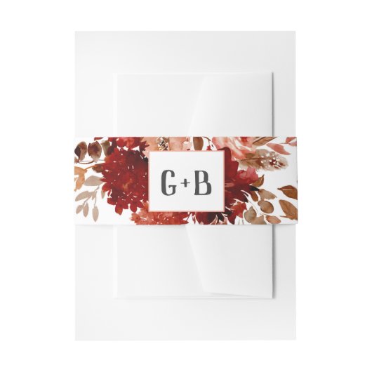 Rustic Beauty Floral Framed Fall Wedding Monogram Uitnodigingen Wikkel (Voorkant Voorbeeld)