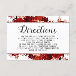 Rustic Beauty Floral ingelijst Bruiloft Routebesch Informatiekaartje