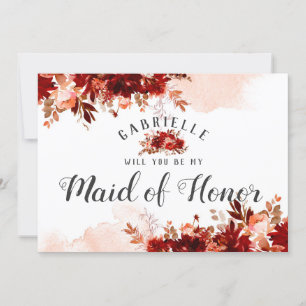 Rustic Beauty Floral Maid of Honor proposal Kaart