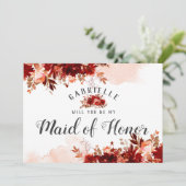 Rustic Beauty Floral Maid of Honor proposal Kaart (Staand voorkant)