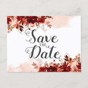 Rustic Beauty Floral Waterverf Save the Date Aankondigingskaart
