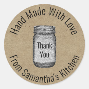 Rustic bedankt Kraft Paper Hand Made Mason Jar Ronde Sticker