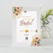 Rustic Bee Thème QR Code Bridal Shower Invitation (Debout devant)