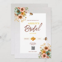 Rustic Bee Thème QR Code Bridal Shower Invitation