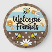 Rustic Bee Welcome Friends Grote Klok (Voorkant)
