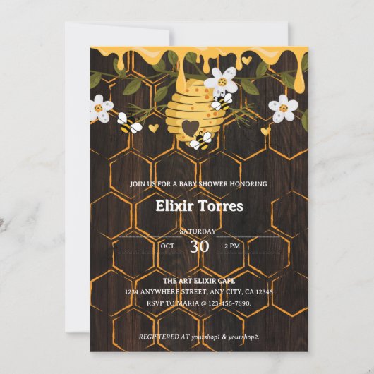Rustic Beehive Honeybees Baby shower Kaart (Voorkant)