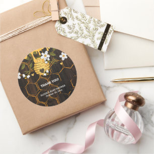 Rustic Beehive Honeybees Baby shower Ronde Sticker