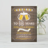 Rustic Beer Surprise 18ème anniversaire Invitation (Debout devant)
