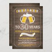 Rustic Beer Surprise 30ste verjaardag uitnodiging (Voorkant / Achterkant)