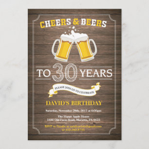 Rustic Beer Surprise 30th Birthday Invitation Kaart
