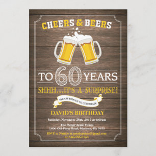 Rustic Beer Surprise 60e anniversaire Invitation