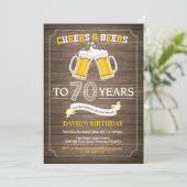 Rustic Beer Surprise 70e anniversaire Invitation (Debout devant)