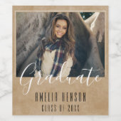 Rustic Beige Afstuderen fotograaf Wijn Etiket (Enkel label)