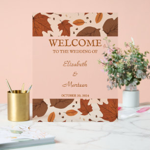Rustic Beige Brown Maple verlaat herfstbruiloft Acryl Bord