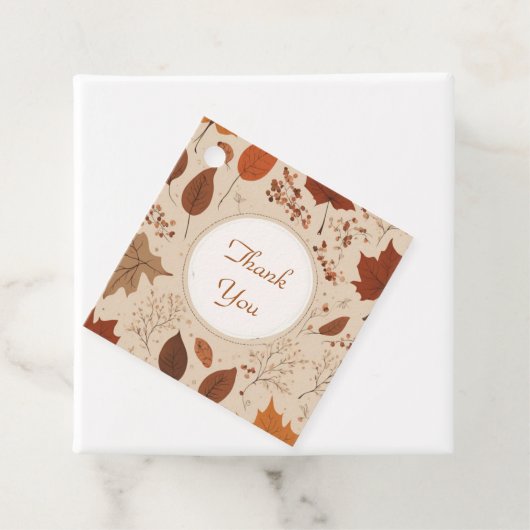 Rustic Beige Brown Maple verlaat herfstbruiloft Bedankjes Labels (In situ)