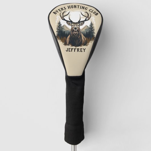Rustic Beige Deer Hunting Club Golfheadcover (Voorkant)