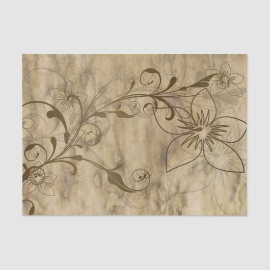 Rustic Beige en Brown Daisy Tissuepapier (Voorkant)