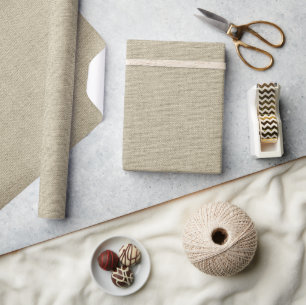 Rustic Beige Faux Burlap Texture Wrapping Paper Cadeaupapier