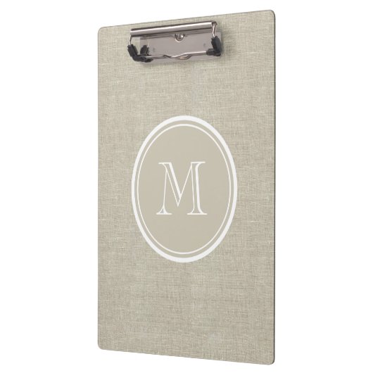 Rustic Beige Linen Background Monogram Klembord (Links)