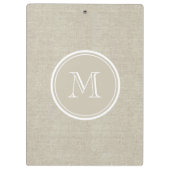 Rustic Beige Linen Background Monogram Klembord (Achterkant)