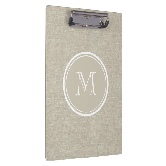 Rustic Beige Linen Background Monogram Klembord (Rechts)