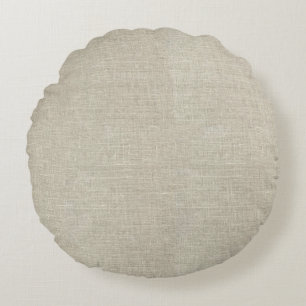 Rustic Beige linen bedrukt Rond Kussen