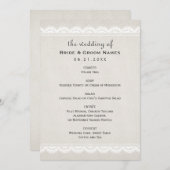 Rustic Beige Linen en Lace Wedding Menu (Voorkant / Achterkant)