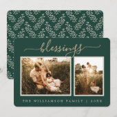 Rustic Berries Sprig-kerstfotofeestkaart Feestdagenkaart (Voorkant / Achterkant)