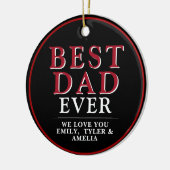 Rustic Best Dad Black Red Typografie Foto Keramisch Ornament (Links)