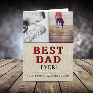 Rustic Best Dad ever Father Day 2 Photo Collage Kaart