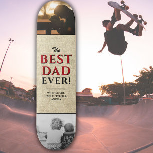 Rustic Best Dad ever Father Day 2 Photo Collage Skateboard