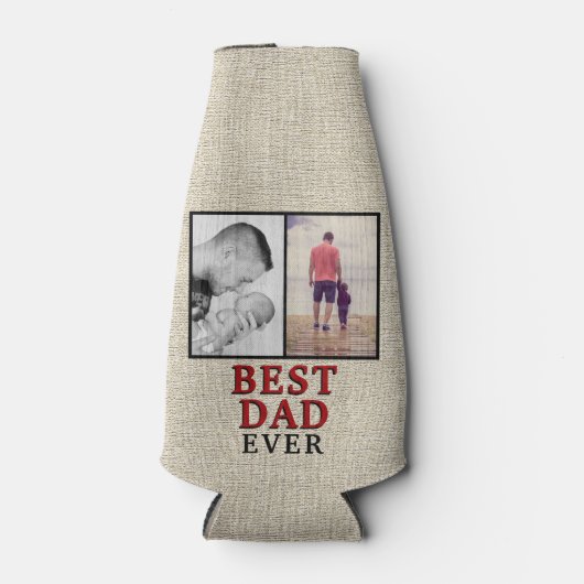 Rustic Best Dad's Day 2 Photo Collage Flesjeskoeler (Voorkant)