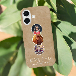 Rustic Best Dad's Day 3 Oval Photo Collage iPhone 16 Hoesje