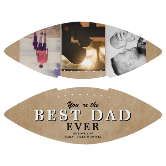 Rustic Best Dad's Day 3 Photo Collage American Football (Panelen)