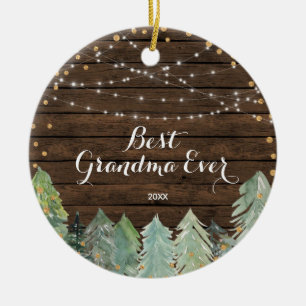 Rustic Best Grandma Ever Personalized Ornament