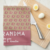 Rustic Best Grandma Red Flower Pattern Theedoek (Quarter Fold)