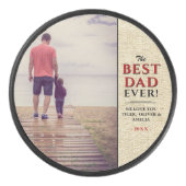 Rustic Best Pap Ever Typography Vader Day Photo Hockey Puck (Voorkant)