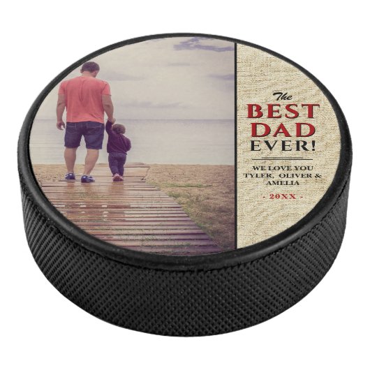 Rustic Best Pap Ever Typography Vader Day Photo Hockey Puck (3/4)