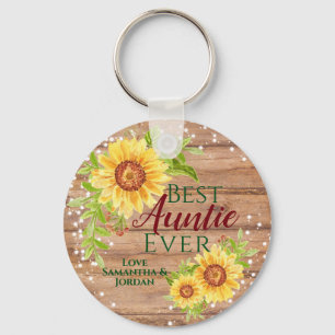 Rustic Best tante Ever Floral Sunflower Sleutelhan Sleutelhanger