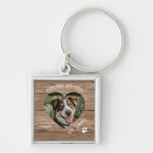 Rustic Beste Hond Papa Ooit  Hart Huisdier Foto Sleutelhanger