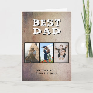Rustic Beste Papa Vaderdag 3 Foto Feestdagen Kaart