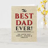 Rustic Beste Papa Zwarte Rode Typografie Vaderdag Kaart (Gele Bloem)