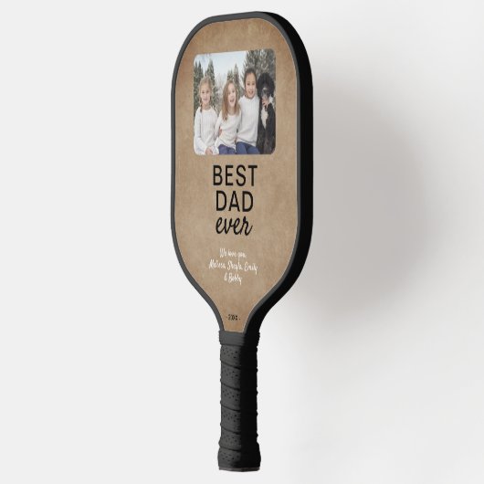 Rustic Beste vader ooit kinderen Foto Keepslag Pickleball Paddle (Links)